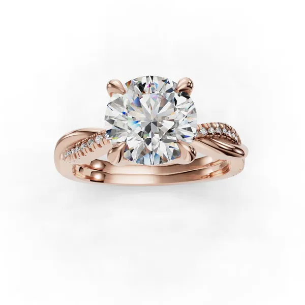 18K Rose Gold Round Engagement Ring Setting Image 4 SVS Fine Jewelry Oceanside, NY