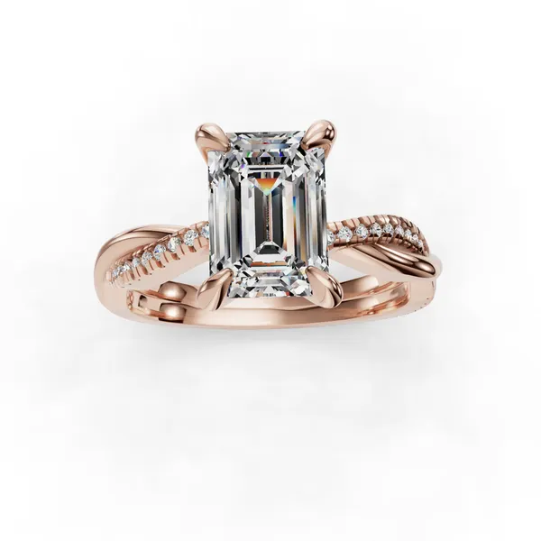 18K Rose Gold Emerald Engagement Ring Setting Image 4 SVS Fine Jewelry Oceanside, NY