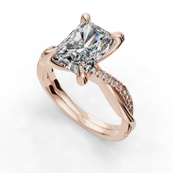 18K Rose Gold Radiant Engagement Ring Setting SVS Fine Jewelry Oceanside, NY