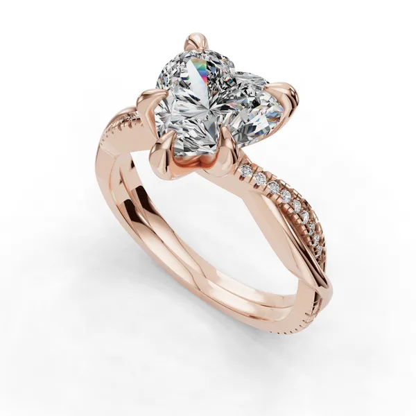 18K Rose Gold Heart Engagement Ring Setting SVS Fine Jewelry Oceanside, NY