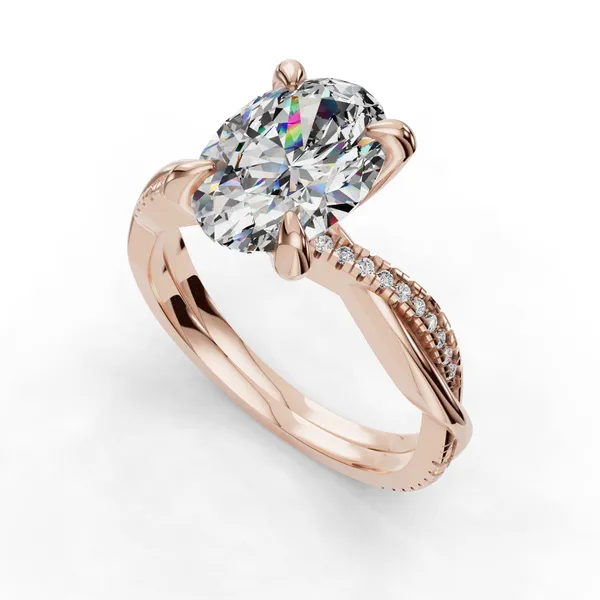 18K Rose Gold Oval Engagement Ring Setting SVS Fine Jewelry Oceanside, NY