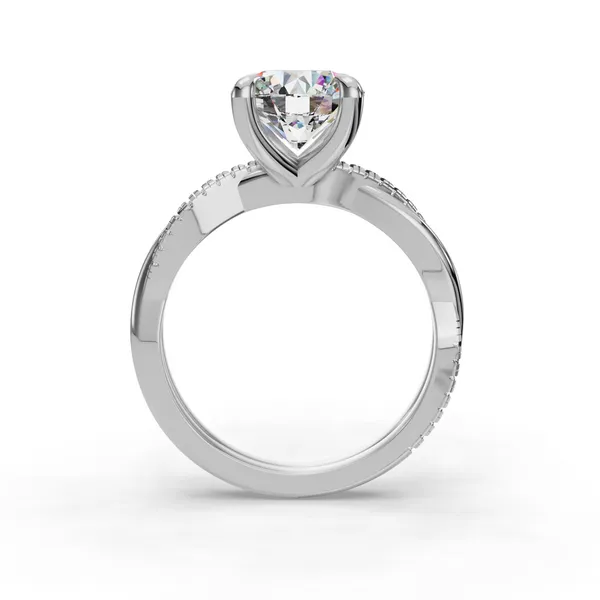 18K White Gold Round Engagement Ring Setting Image 2 SVS Fine Jewelry Oceanside, NY