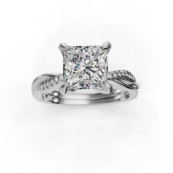 18K White Gold Princess Engagement Ring Setting Image 4 SVS Fine Jewelry Oceanside, NY