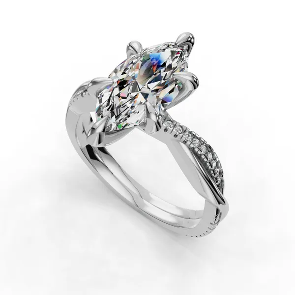 18K White Gold Marquise Engagement Ring Setting SVS Fine Jewelry Oceanside, NY