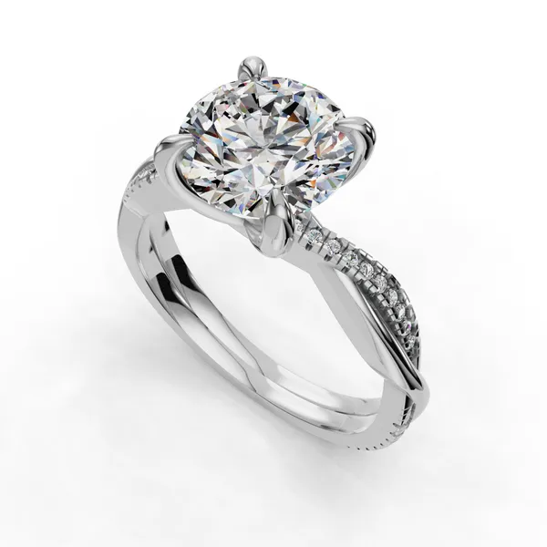 18K White Gold Round Engagement Ring Setting SVS Fine Jewelry Oceanside, NY