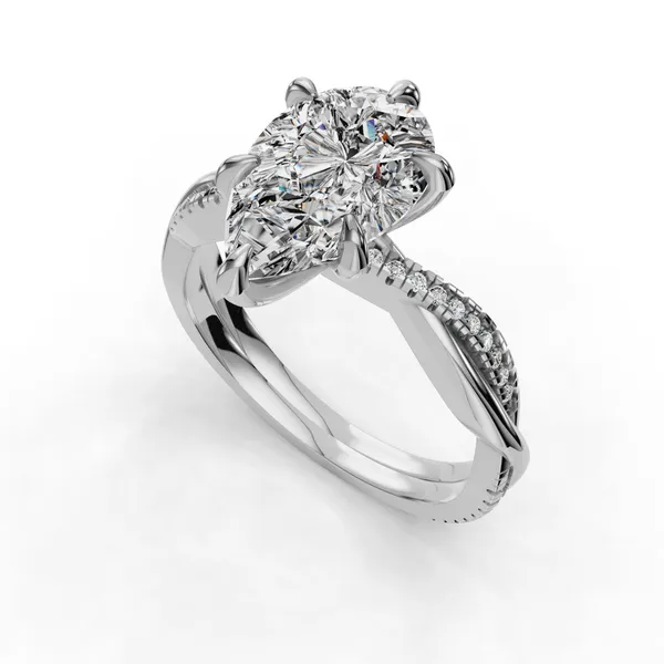 18K White Gold Pear Engagement Ring Setting SVS Fine Jewelry Oceanside, NY