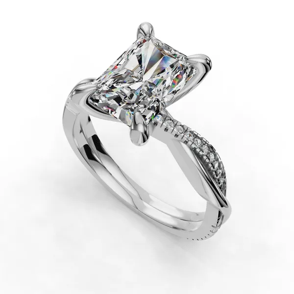 18K White Gold Radiant Engagement Ring Setting SVS Fine Jewelry Oceanside, NY