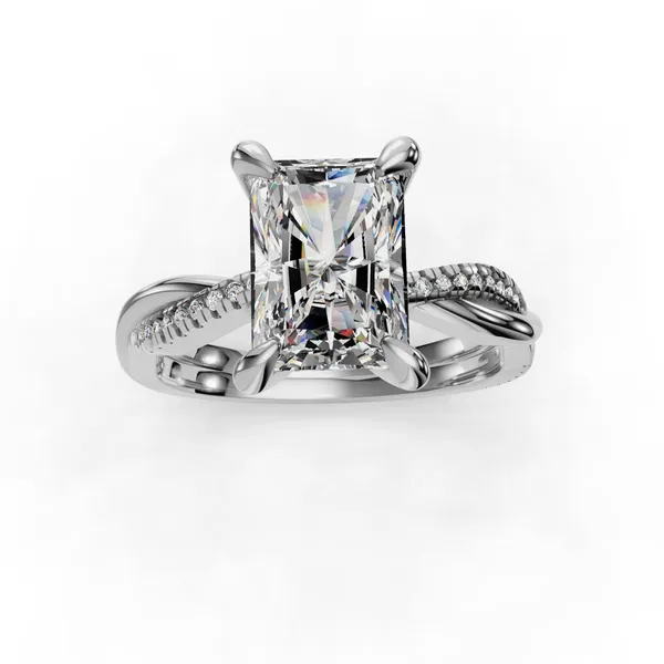 18K White Gold Radiant Engagement Ring Setting Image 4 SVS Fine Jewelry Oceanside, NY