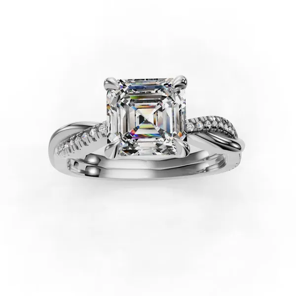 18K White Gold Asscher Engagement Ring Setting Image 4 SVS Fine Jewelry Oceanside, NY