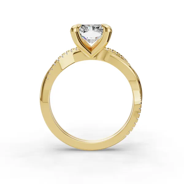 18K Yellow Gold Radiant Engagement Ring Setting Image 2 SVS Fine Jewelry Oceanside, NY