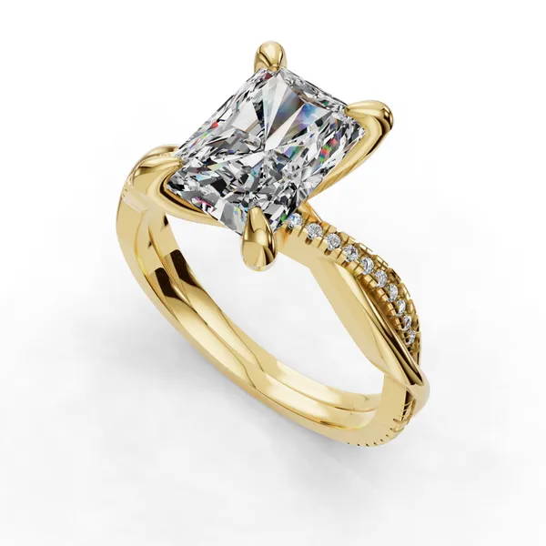 18K Yellow Gold Radiant Engagement Ring Setting SVS Fine Jewelry Oceanside, NY