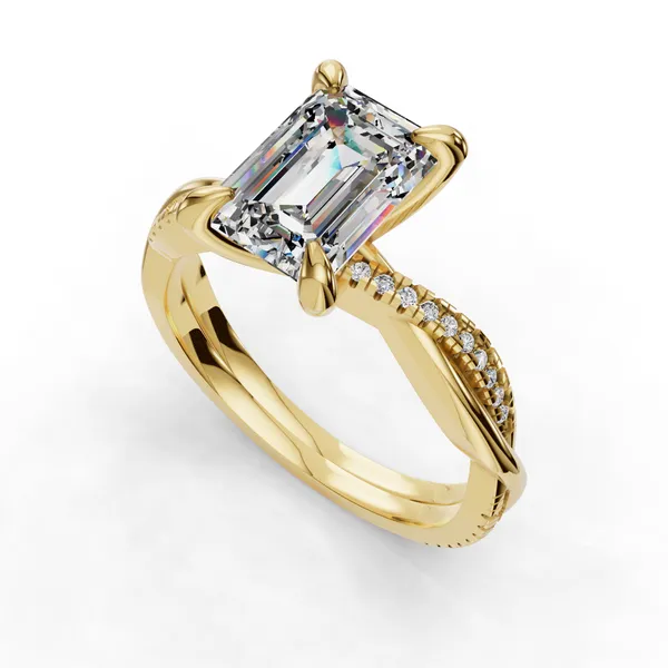 18K Yellow Gold Cushion Engagement Ring Setting SVS Fine Jewelry Oceanside, NY