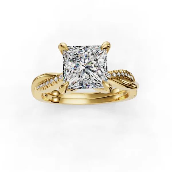 18K Yellow Gold Princess Engagement Ring Setting Image 4 SVS Fine Jewelry Oceanside, NY