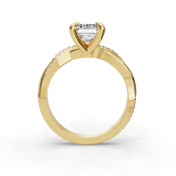 18K Yellow Gold Emerald Engagement Ring Setting Image 2 SVS Fine Jewelry Oceanside, NY