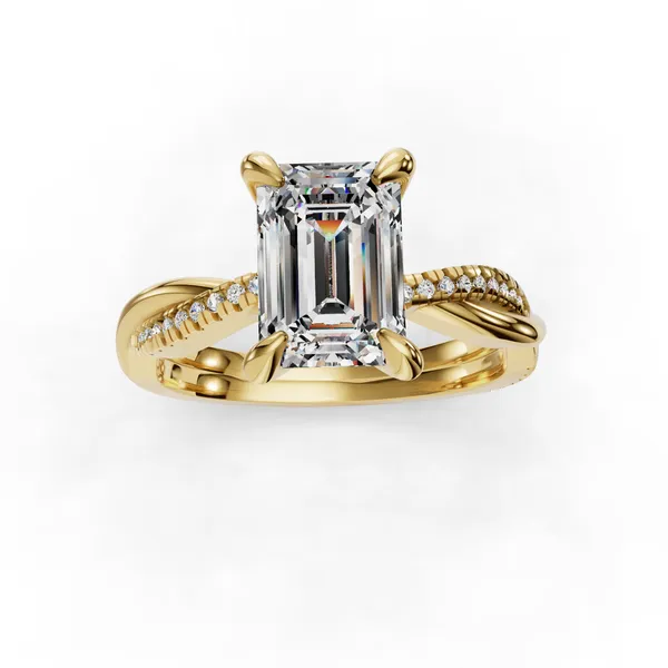 18K Yellow Gold Emerald Engagement Ring Setting Image 4 SVS Fine Jewelry Oceanside, NY