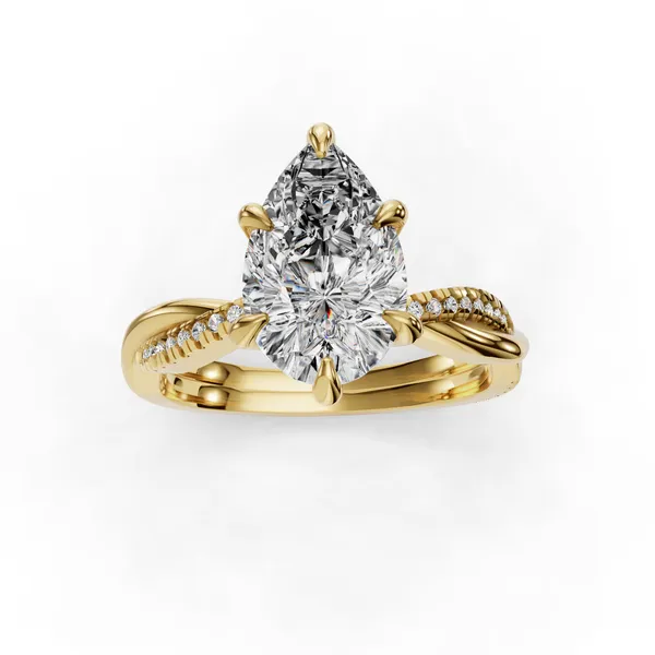 18K Yellow Gold Pear Engagement Ring Setting Image 4 SVS Fine Jewelry Oceanside, NY