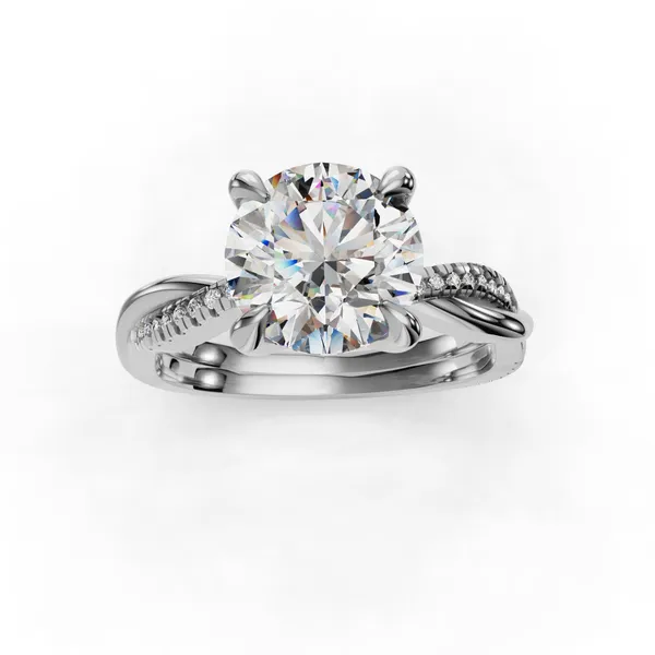 Platinum Round Engagement Ring Setting Image 4 SVS Fine Jewelry Oceanside, NY