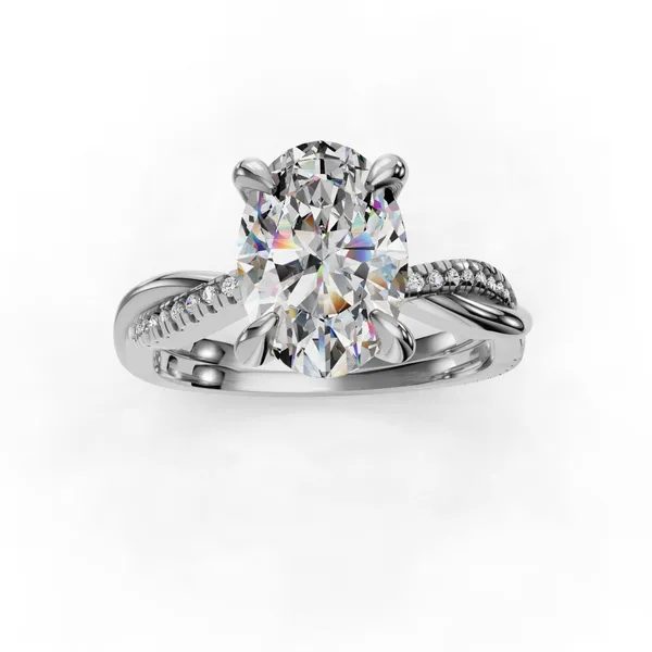 Platinum Oval Engagement Ring Setting Image 4 SVS Fine Jewelry Oceanside, NY