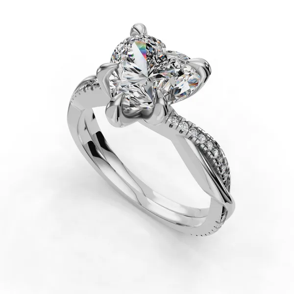 Platinum Heart Engagement Ring Setting SVS Fine Jewelry Oceanside, NY