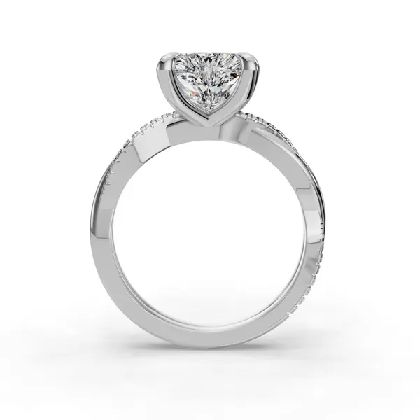 Platinum Heart Engagement Ring Setting Image 2 SVS Fine Jewelry Oceanside, NY