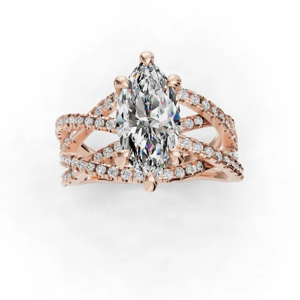 14K Rose Gold Marquise Engagement Ring Setting Image 4 SVS Fine Jewelry Oceanside, NY