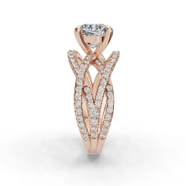 14K Rose Gold Cushion Engagement Ring Setting Image 3 SVS Fine Jewelry Oceanside, NY