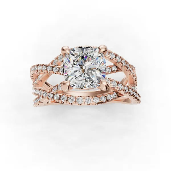 14K Rose Gold Cushion Engagement Ring Setting Image 4 SVS Fine Jewelry Oceanside, NY