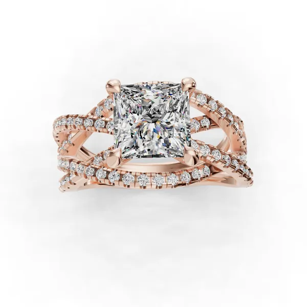 14K Rose Gold Princess Engagement Ring Setting Image 4 SVS Fine Jewelry Oceanside, NY