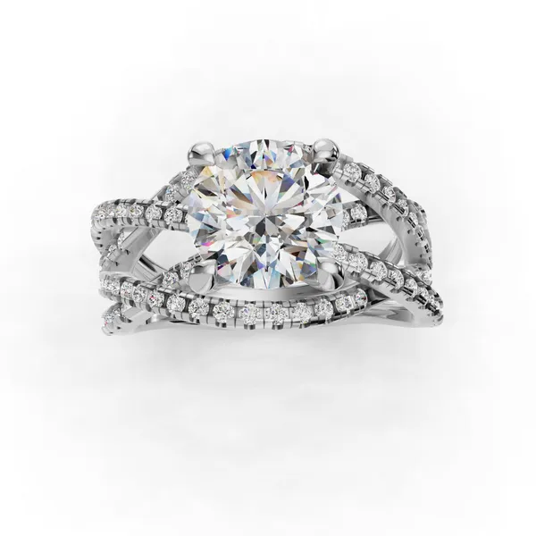 14K White Gold Round Engagement Ring Setting Image 4 SVS Fine Jewelry Oceanside, NY