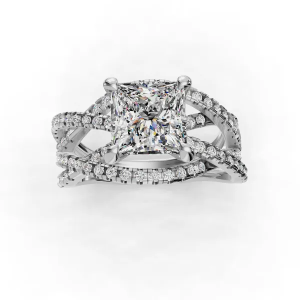 14K White Gold Princess Engagement Ring Setting Image 4 SVS Fine Jewelry Oceanside, NY