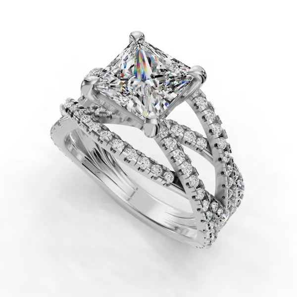 14K White Gold Princess Engagement Ring Setting SVS Fine Jewelry Oceanside, NY