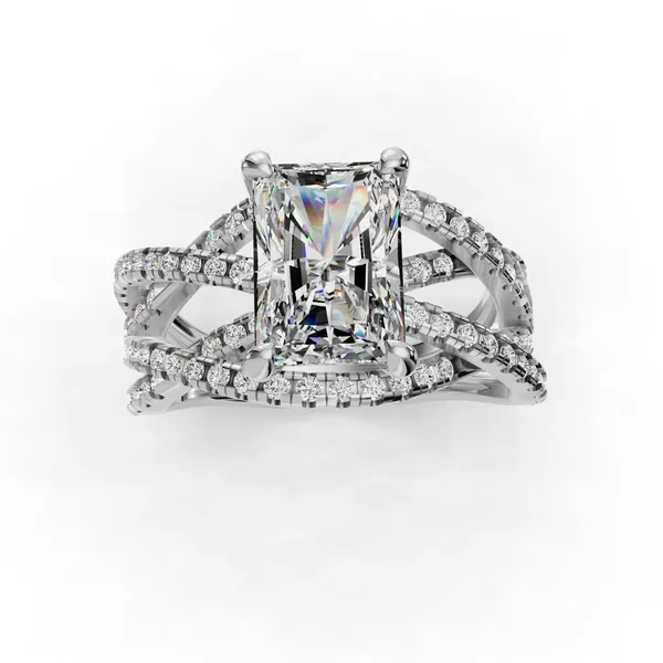 14K White Gold Radiant Engagement Ring Setting Image 4 SVS Fine Jewelry Oceanside, NY