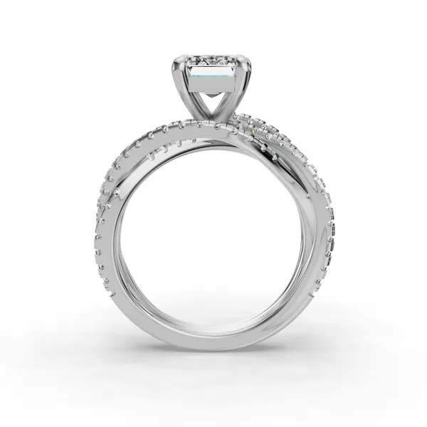 14K White Gold Emerald Engagement Ring Setting Image 2 SVS Fine Jewelry Oceanside, NY