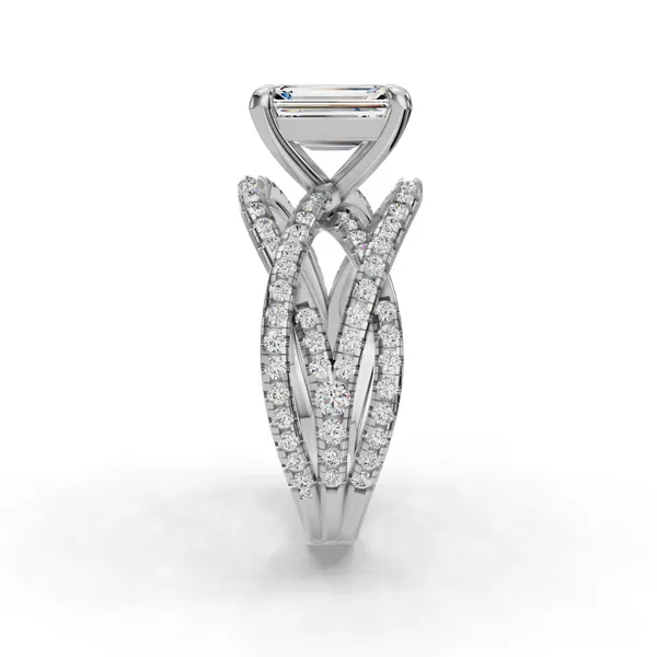 14K White Gold Emerald Engagement Ring Setting Image 3 SVS Fine Jewelry Oceanside, NY