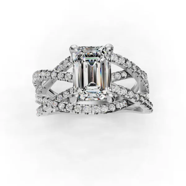 14K White Gold Emerald Engagement Ring Setting Image 4 SVS Fine Jewelry Oceanside, NY