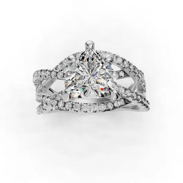 14K White Gold Heart Engagement Ring Setting Image 4 SVS Fine Jewelry Oceanside, NY