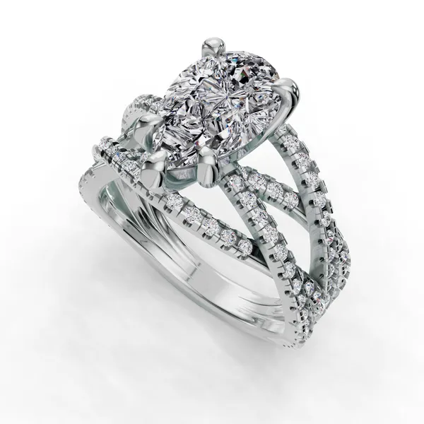 14K White Gold Pear Engagement Ring Setting SVS Fine Jewelry Oceanside, NY