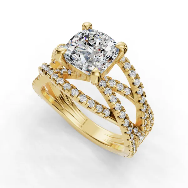 14K Yellow Gold Cushion Engagement Ring Setting SVS Fine Jewelry Oceanside, NY