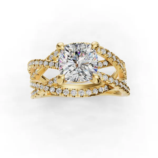 14K Yellow Gold Cushion Engagement Ring Setting Image 4 SVS Fine Jewelry Oceanside, NY