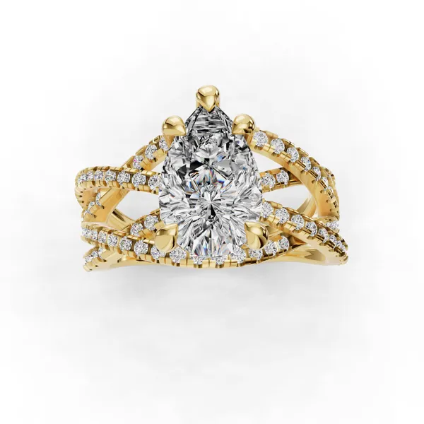 14K Yellow Gold Pear Engagement Ring Setting Image 4 SVS Fine Jewelry Oceanside, NY