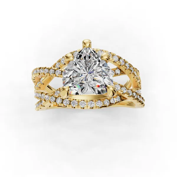 14K Yellow Gold Heart Engagement Ring Setting Image 4 SVS Fine Jewelry Oceanside, NY