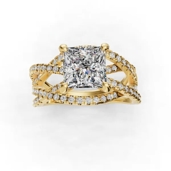 14K Yellow Gold Princess Engagement Ring Setting Image 4 SVS Fine Jewelry Oceanside, NY