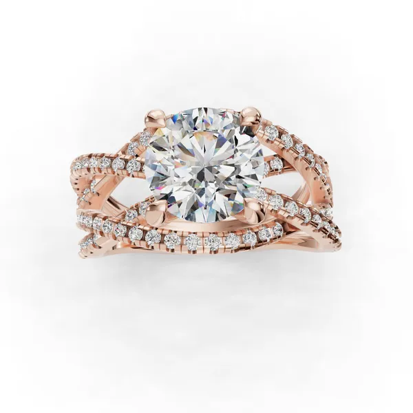 18K Rose Gold Round Engagement Ring Setting Image 4 SVS Fine Jewelry Oceanside, NY