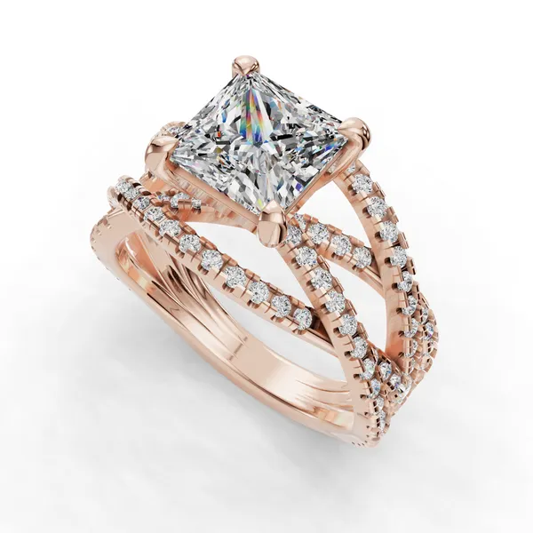 18K Rose Gold Princess Engagement Ring Setting SVS Fine Jewelry Oceanside, NY