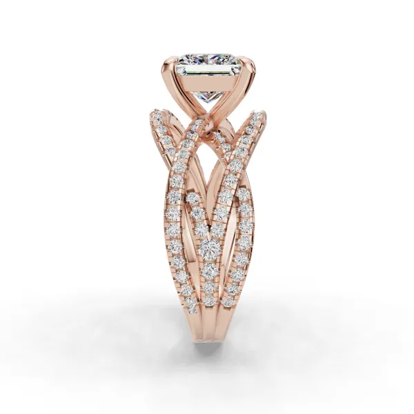 18K Rose Gold Princess Engagement Ring Setting Image 3 SVS Fine Jewelry Oceanside, NY