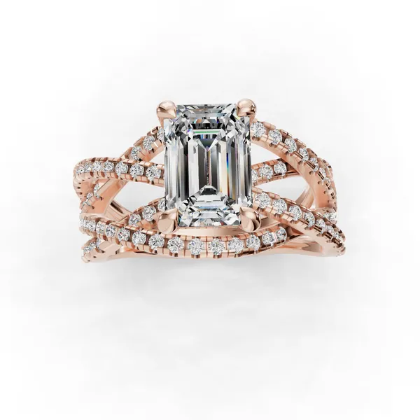 18K Rose Gold Emerald Engagement Ring Setting Image 4 SVS Fine Jewelry Oceanside, NY