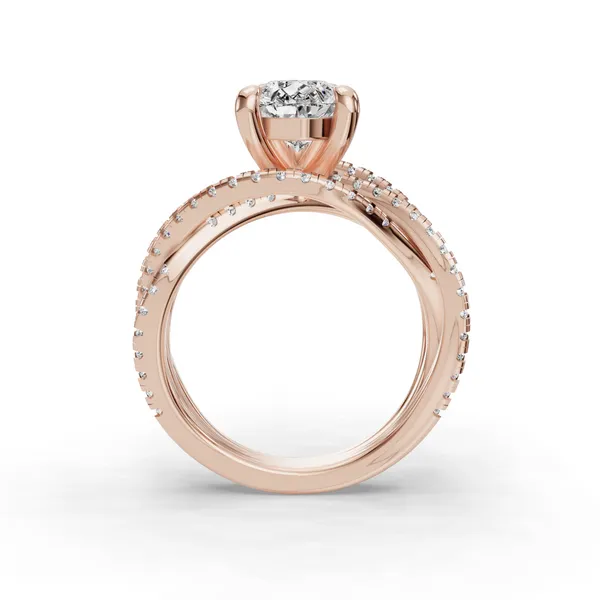 18K Rose Gold Pear Engagement Ring Setting Image 2 SVS Fine Jewelry Oceanside, NY