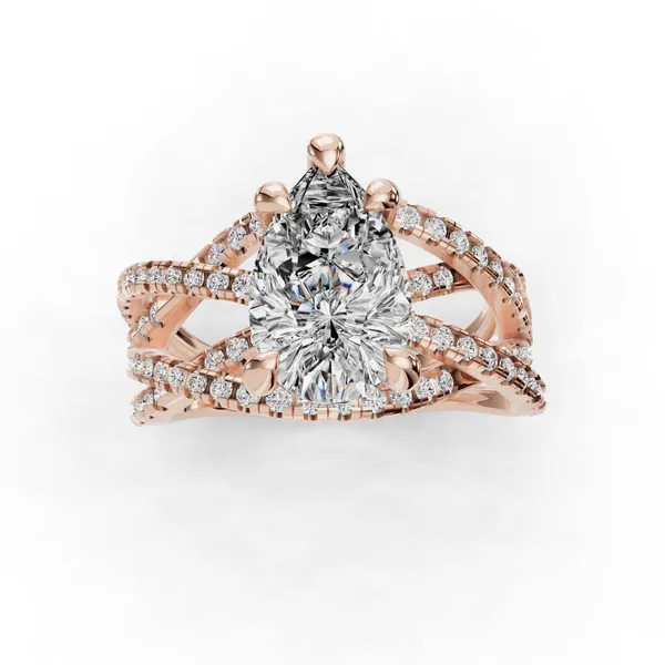 18K Rose Gold Pear Engagement Ring Setting Image 4 SVS Fine Jewelry Oceanside, NY