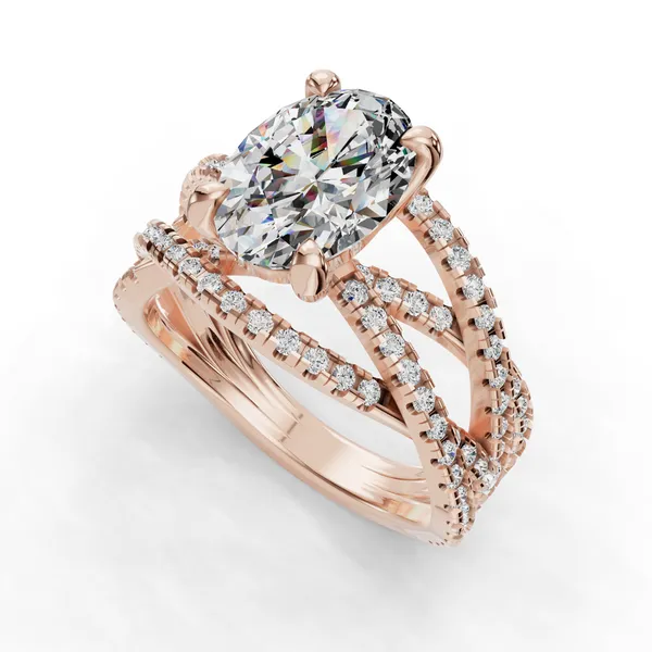 18K Rose Gold Oval Engagement Ring Setting SVS Fine Jewelry Oceanside, NY
