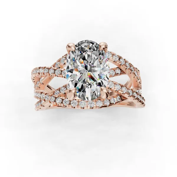 18K Rose Gold Oval Engagement Ring Setting Image 4 SVS Fine Jewelry Oceanside, NY